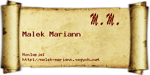 Malek Mariann névjegykártya